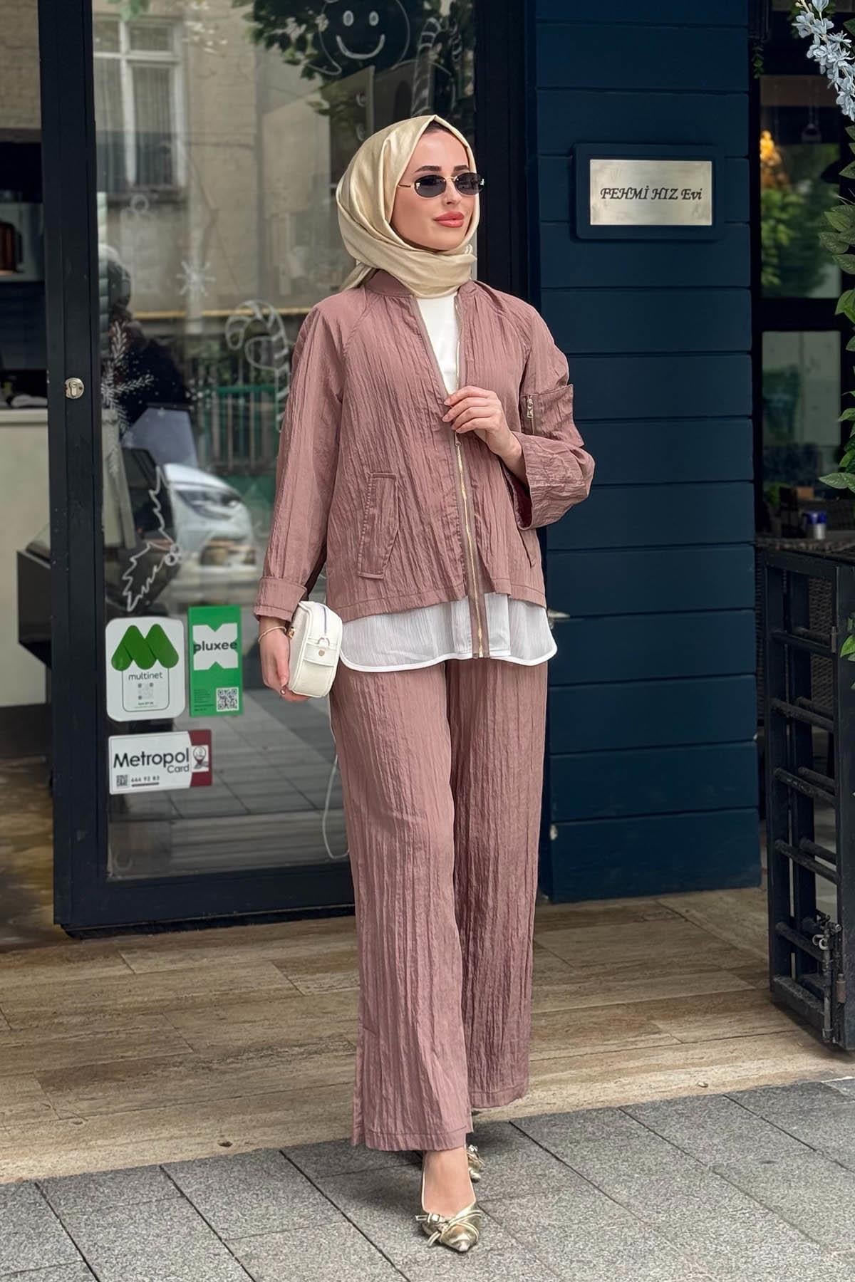venöve David Pantolonlu Takım 26SSCEK0046T Gül Kurusu