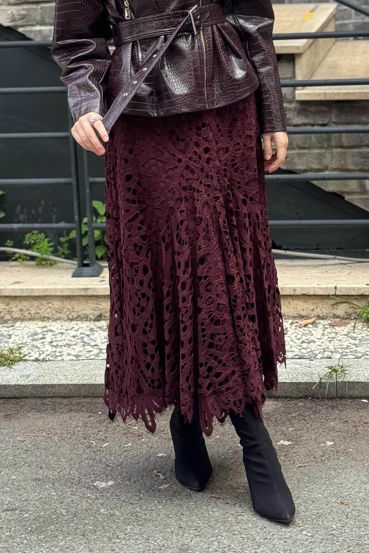 venöve Elvis Etek 26FWETE0002 Bordo