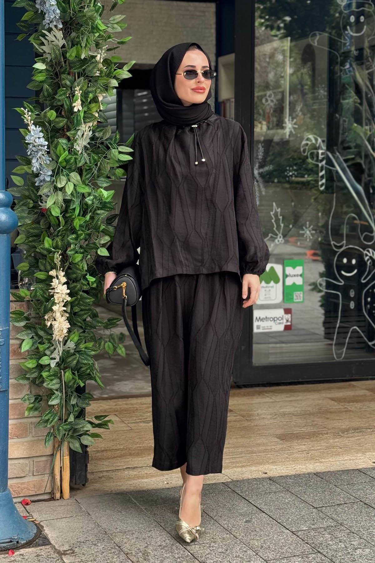 venöve Hoper Pantolonlu Takım 26SSTUN0011T Siyah