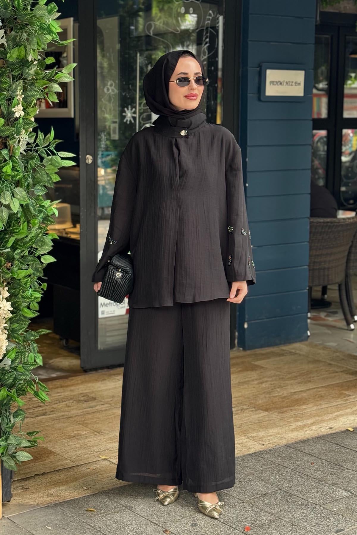 venöve Pantolonlu Takım 26SSTUN001 Siyah