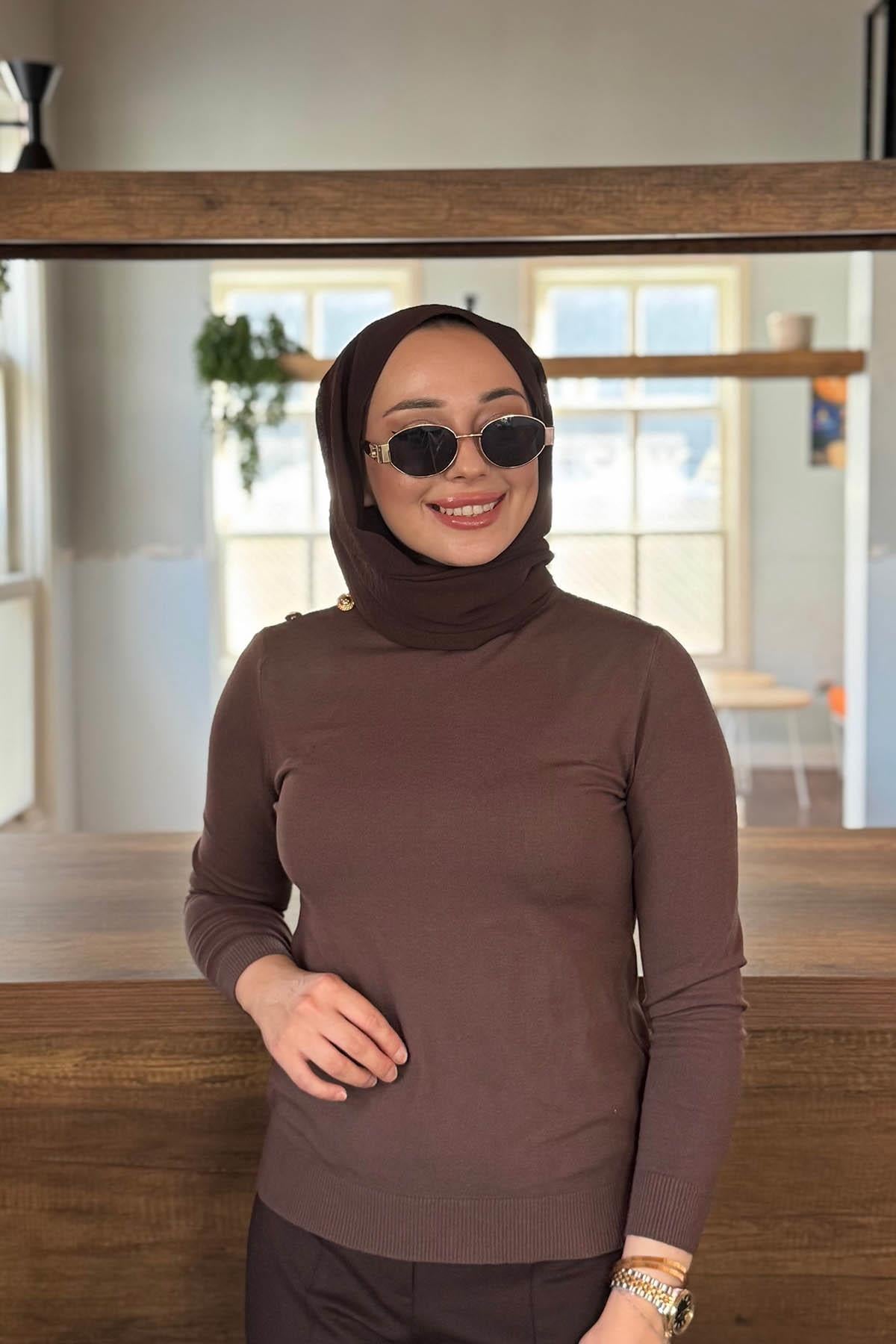 venöve Pety Triko Kazak 26FWTRI0006 Kahve