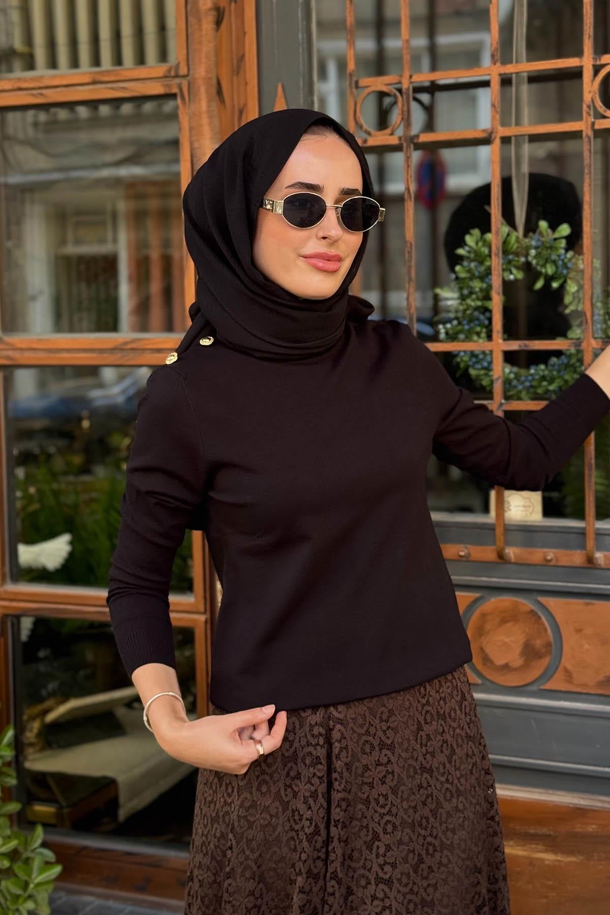 venöve Pety Triko Kazak 26FWTRI0006 Siyah