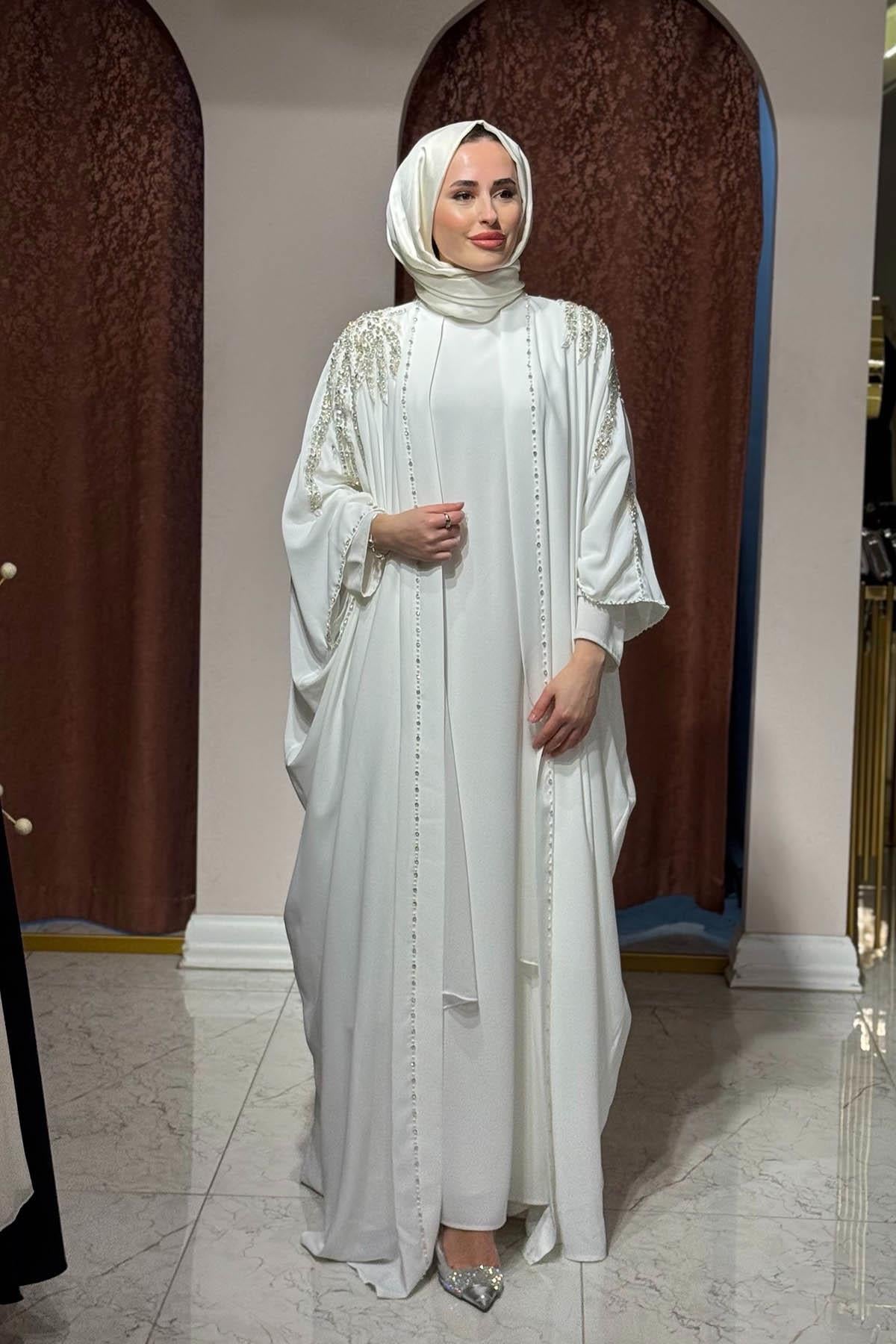WHİTE CORNER Abaya 2951 Ekru