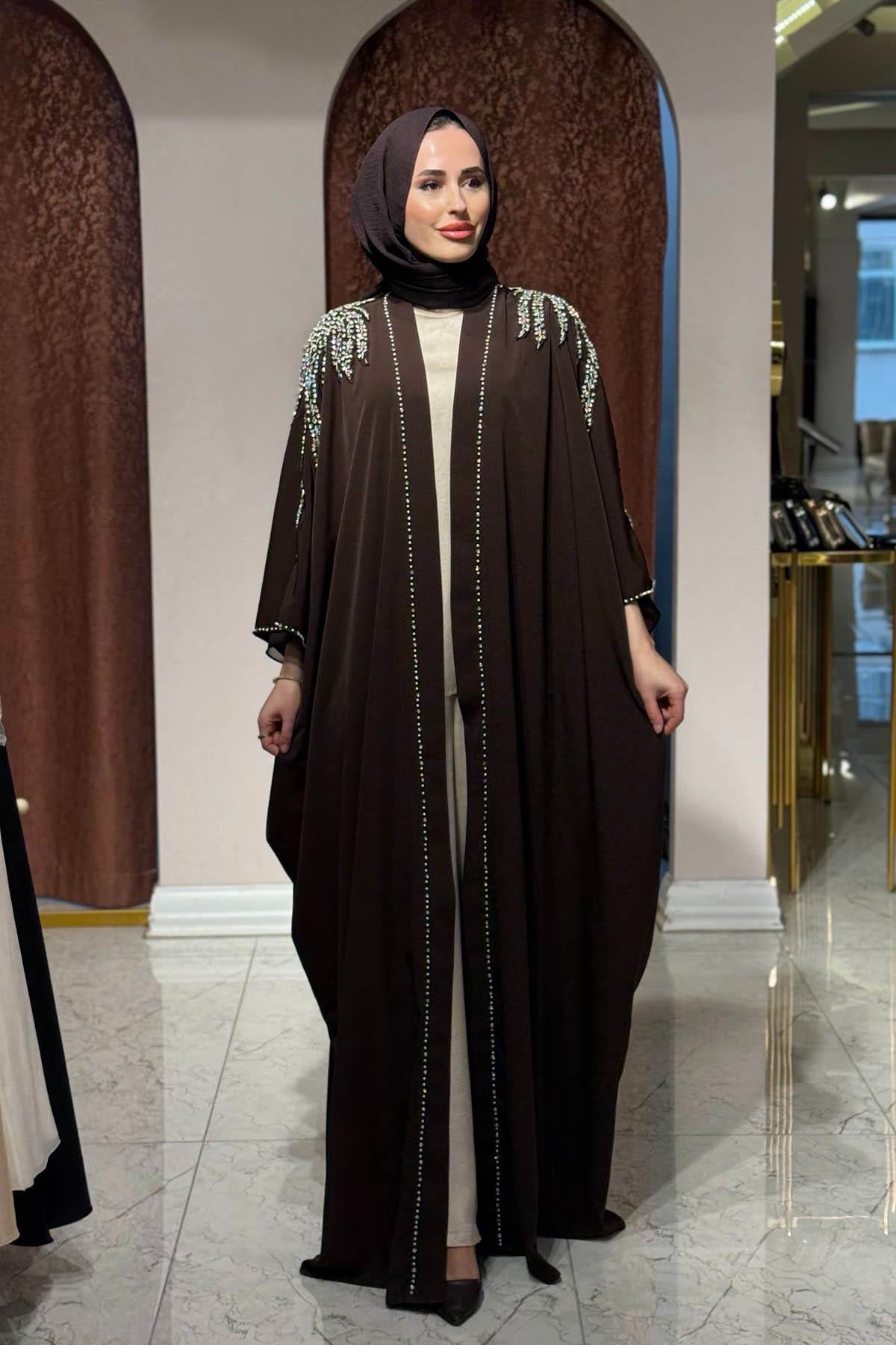WHİTE CORNER Abaya 2951 Kahve