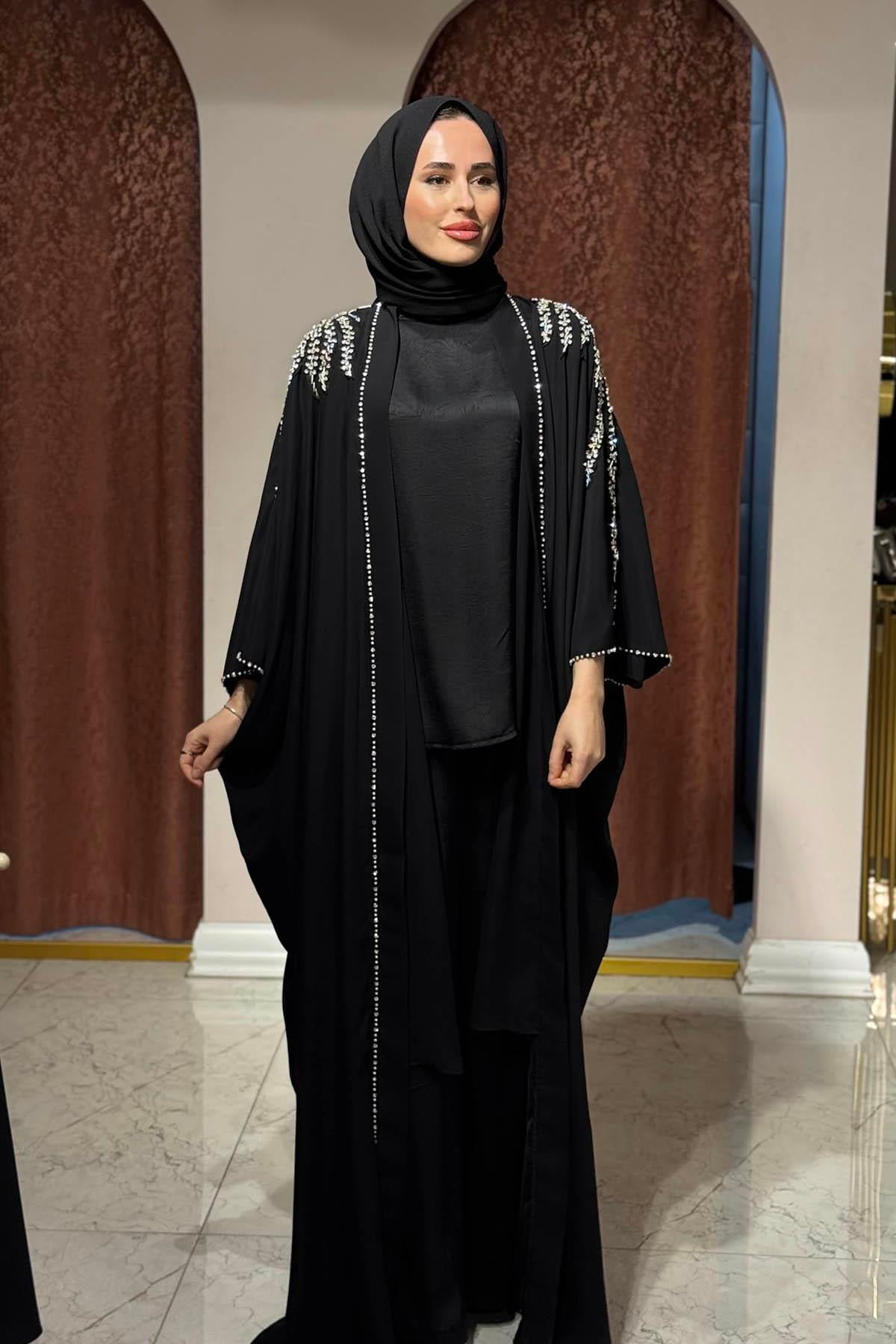 WHİTE CORNER Abaya 2951 Siyah