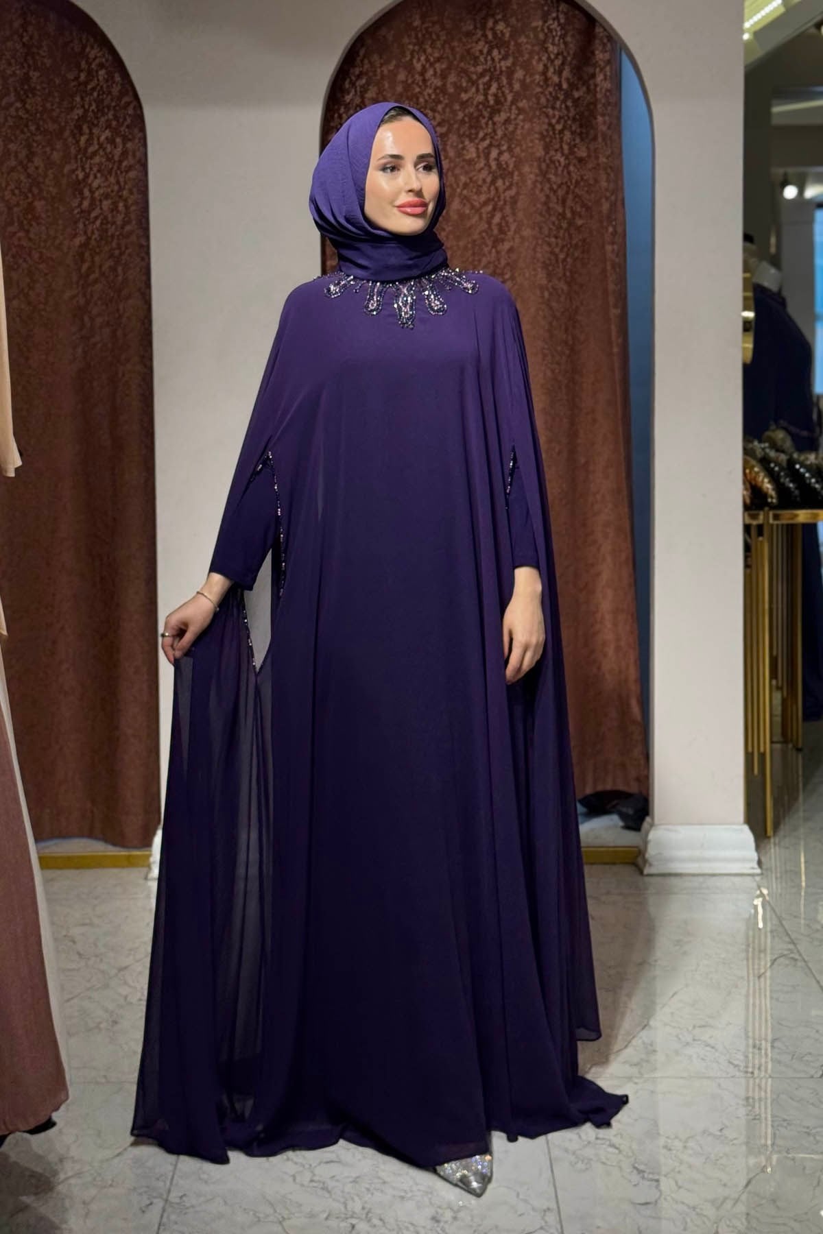 WHITE CORNER Abaya 3246 Mor