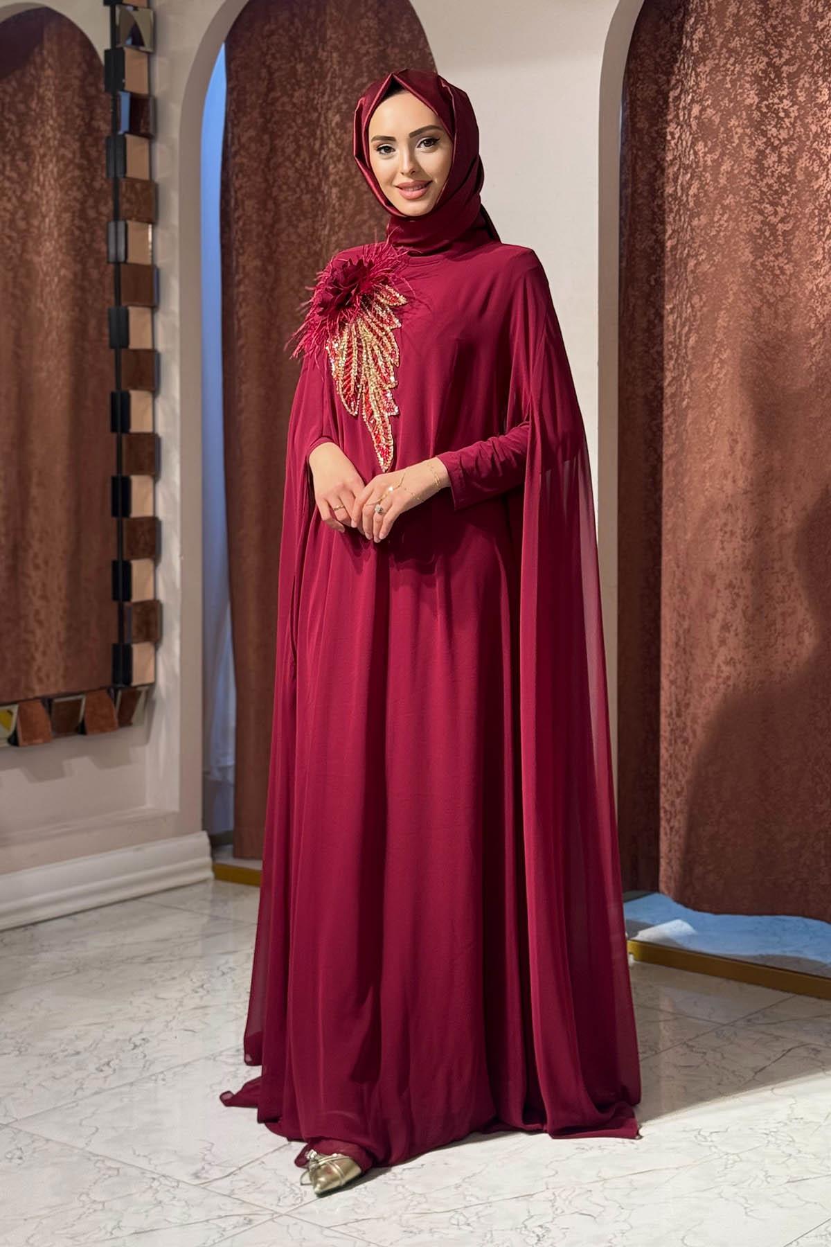 WHITE CORNER Abiye 3185 Bordo