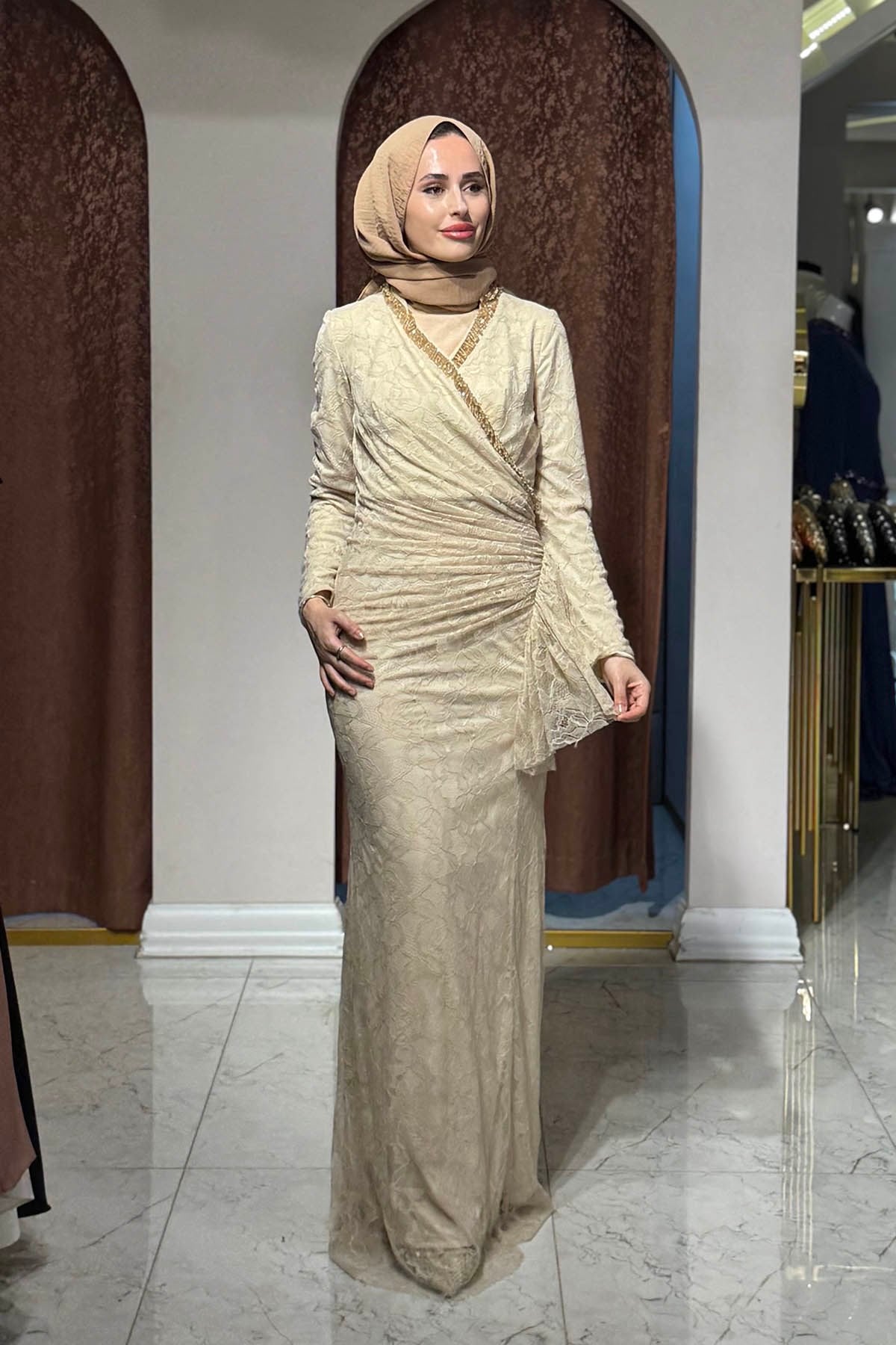 WHITE CORNER Abiye 3285 Bej