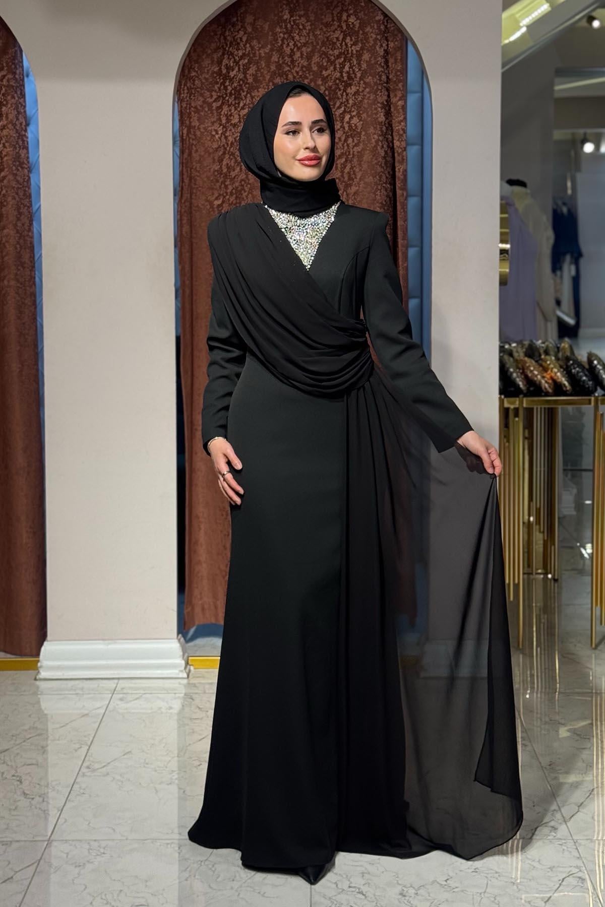 White Corner Abiye 3299 Siyah