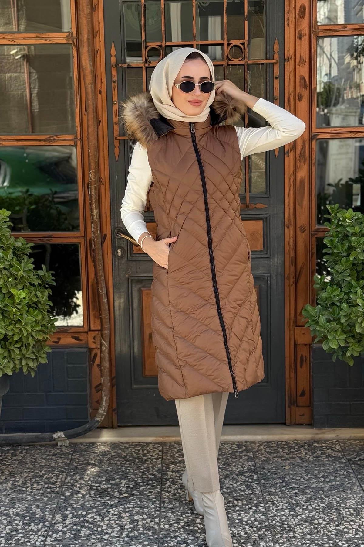 WOMANIA Ekvator Yelek 18263 Karamel