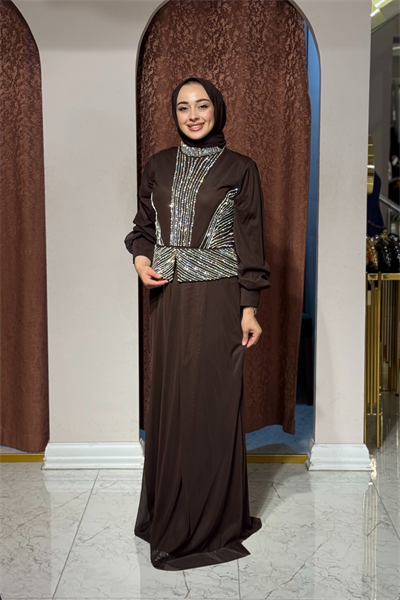 FASHION NIGHT Abiye 7520-B Kahve