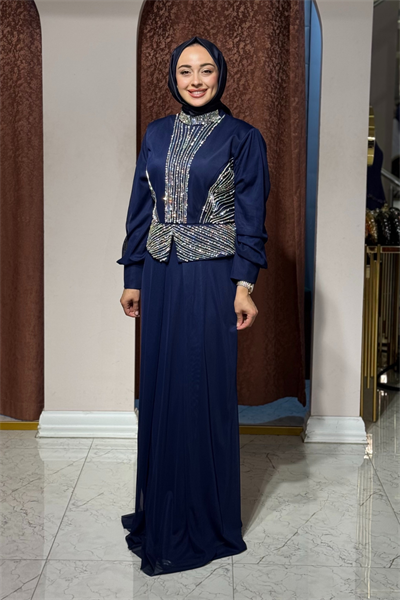 FASHION NIGHT Abiye 7520-B Lacivert