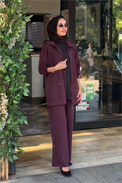 FUAT GÜRŞEN Pantolonlu Takım 26K-6203 Mürdüm