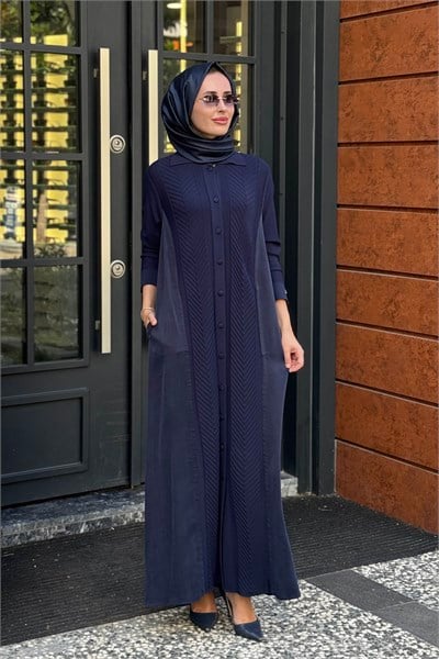 MİSS DALİDA Gömlek Yaka Triko Hırka 3269027 Lacivert