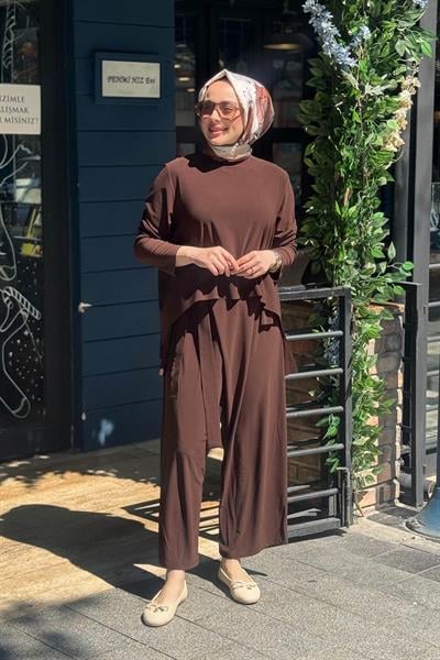 NOİ Pantolonlu Takım 86137T Kahve