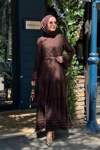 Nurcan Çetin Elbise 26116 Kahve