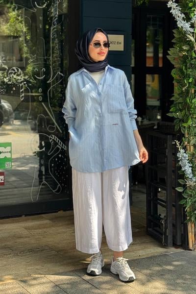 QOOQ Mila Gömlek 26SS220 Mavi