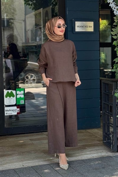 QOOQ Pantolonlu Takım 26SS223T Kahve