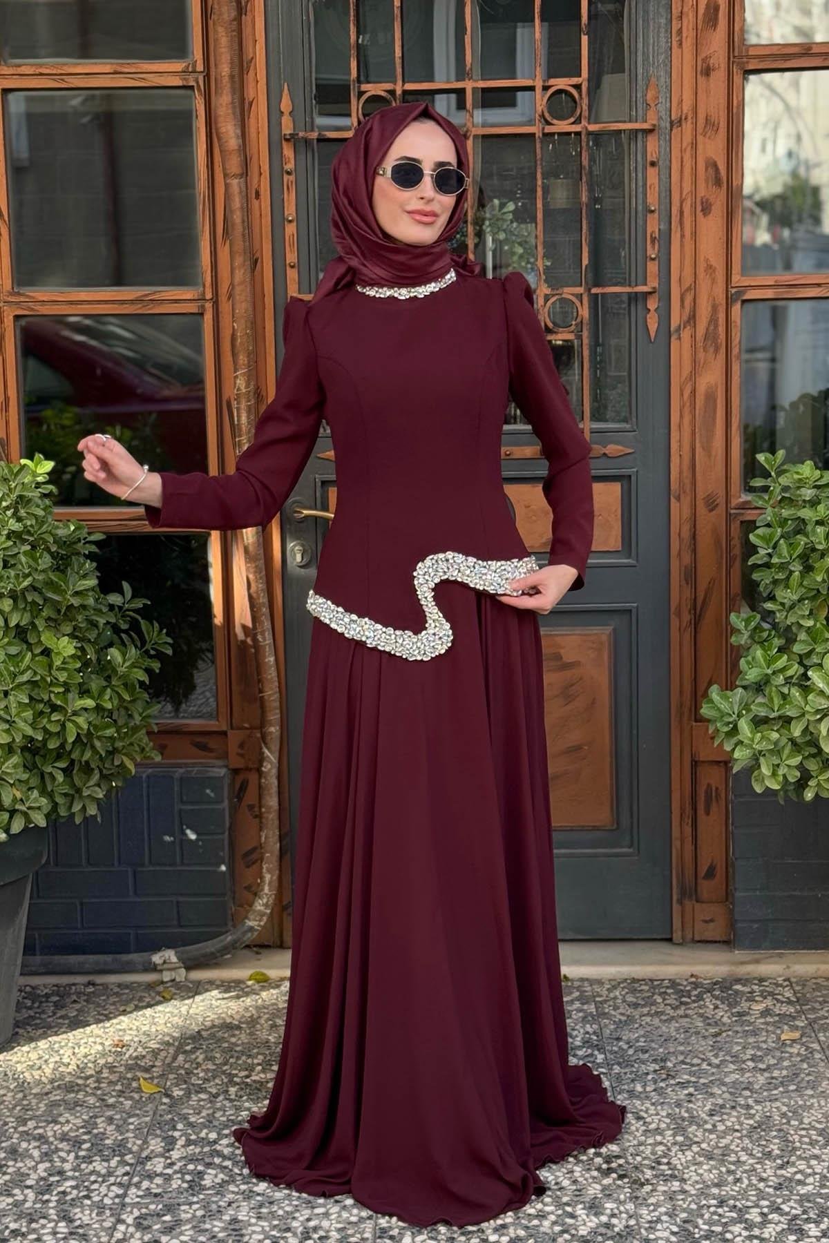 TUAY Qeen Abiye 4437 Bordo