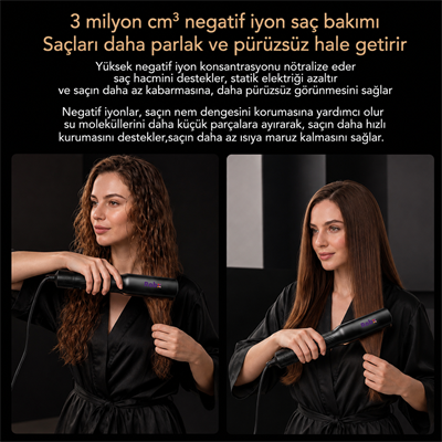 Robx Airflow Islak Ve Kuru Hava Üflemeli Saç Düzleştirici Siyah