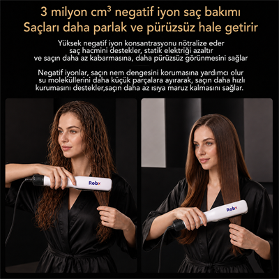 Robx Airflow Islak Ve Kuru Hava Üflemeli Saç Düzleştirici Beyaz