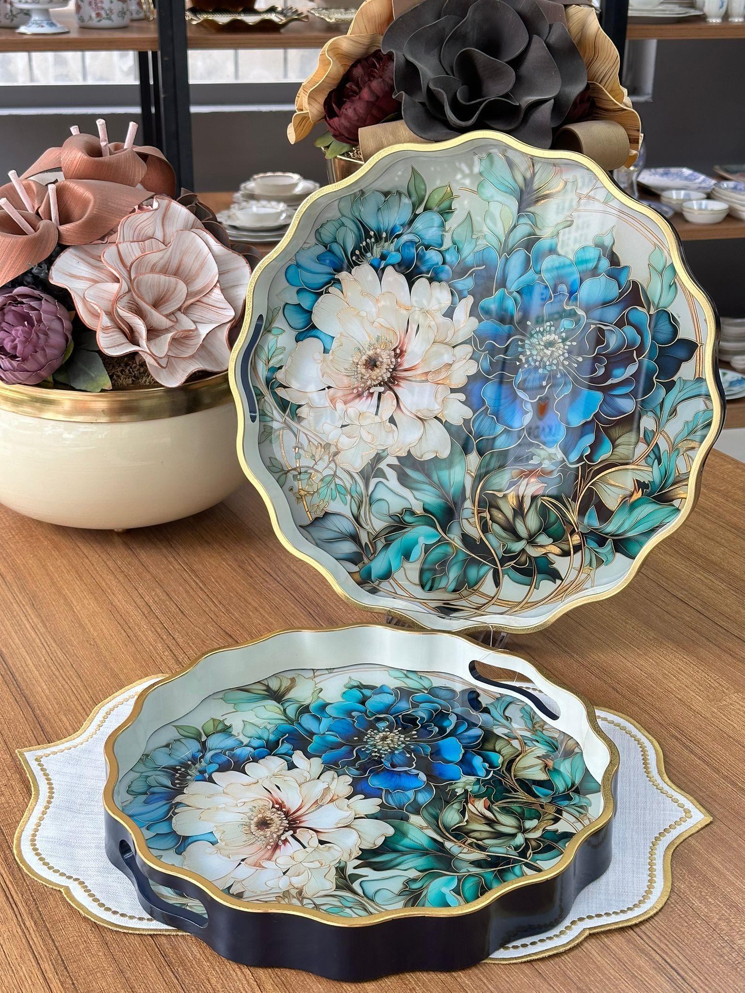 Afra 2'li Yuvarlak Ahşap Tepsi