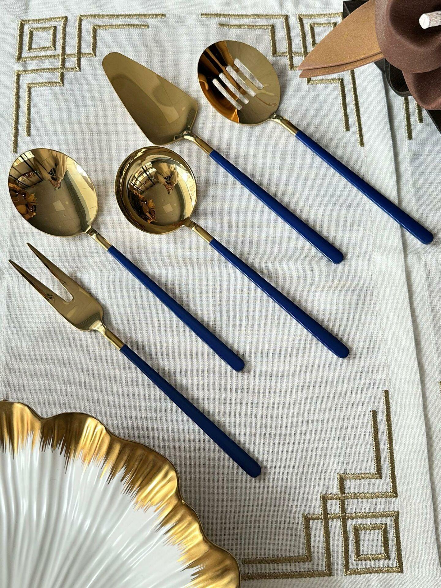 Allegra Blue Gold 5 Parça Sosluk Kepçe Seti