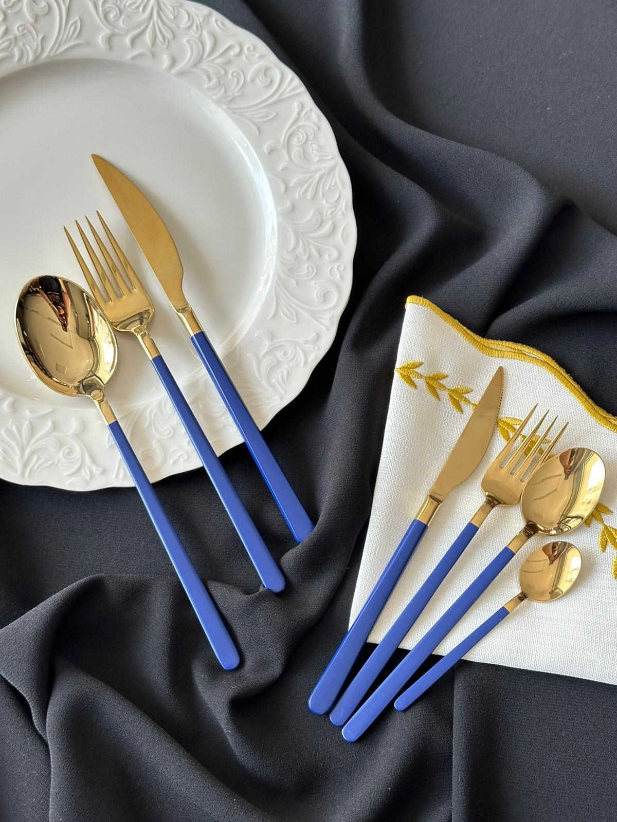 Allegra Blue&Gold 42 Parça 6 Kişilik Çatal Kaşık Bıçak Seti