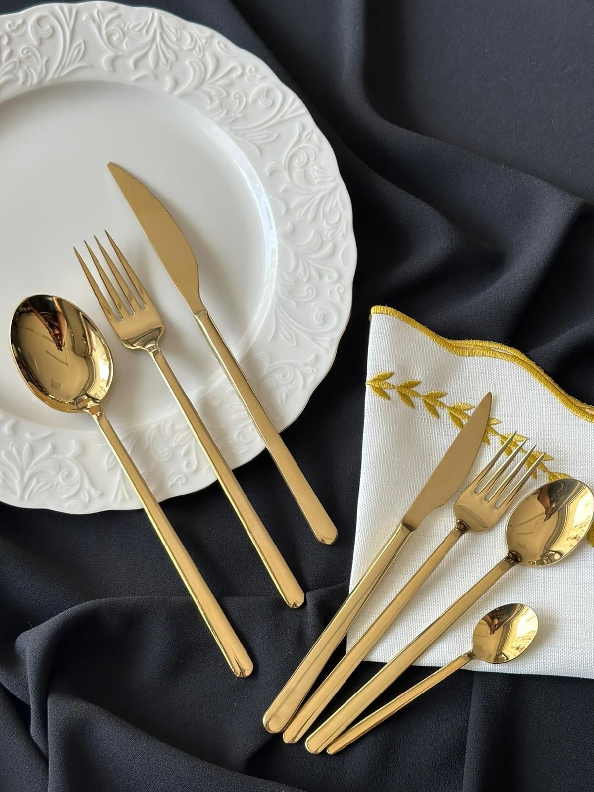 Allegra Titanyum Gold 42 Parça 6 Kişilik Çatal Kaşık Bıçak Seti