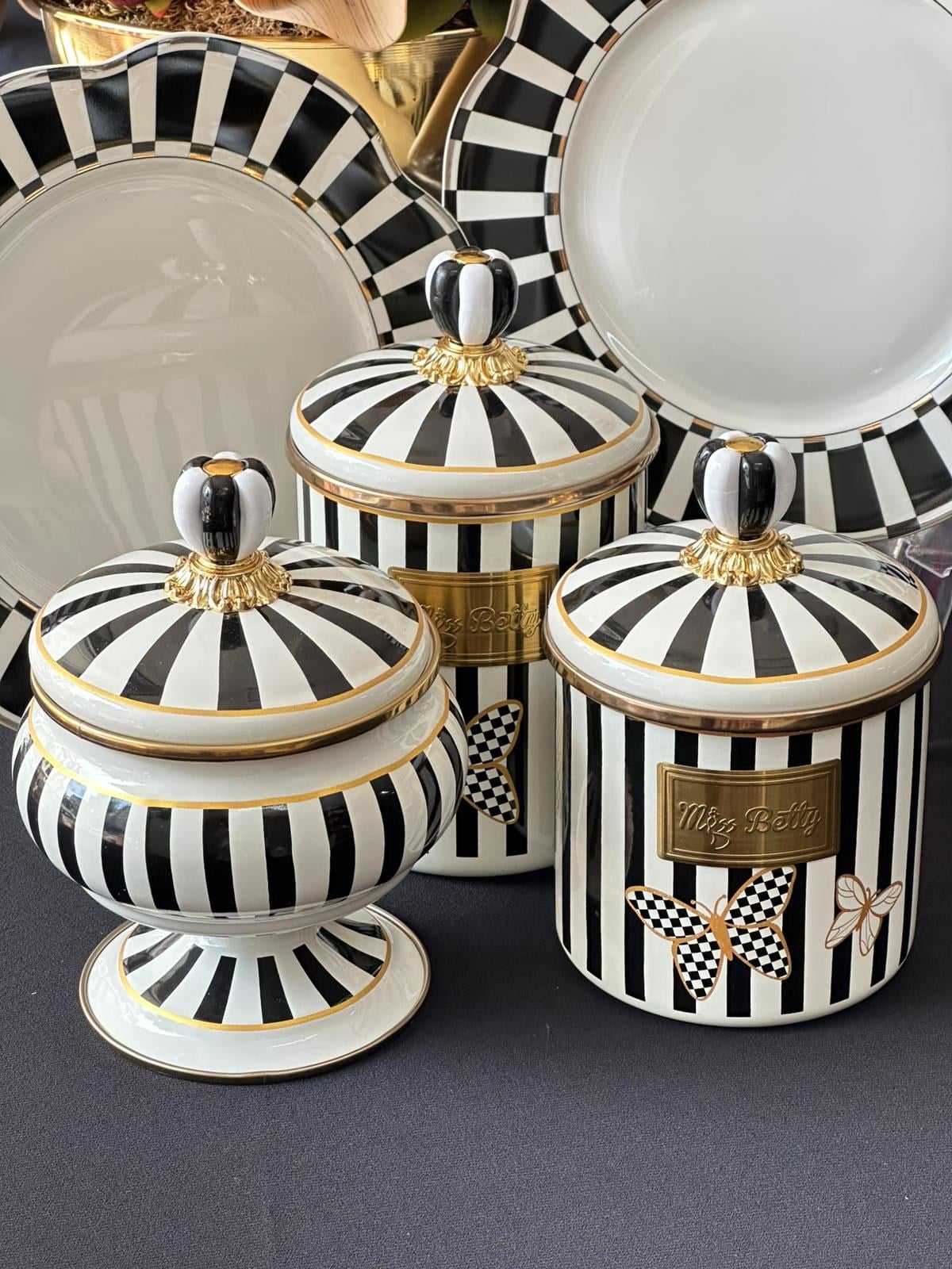 Papillon Emaye 3 Parça Kavanoz Set