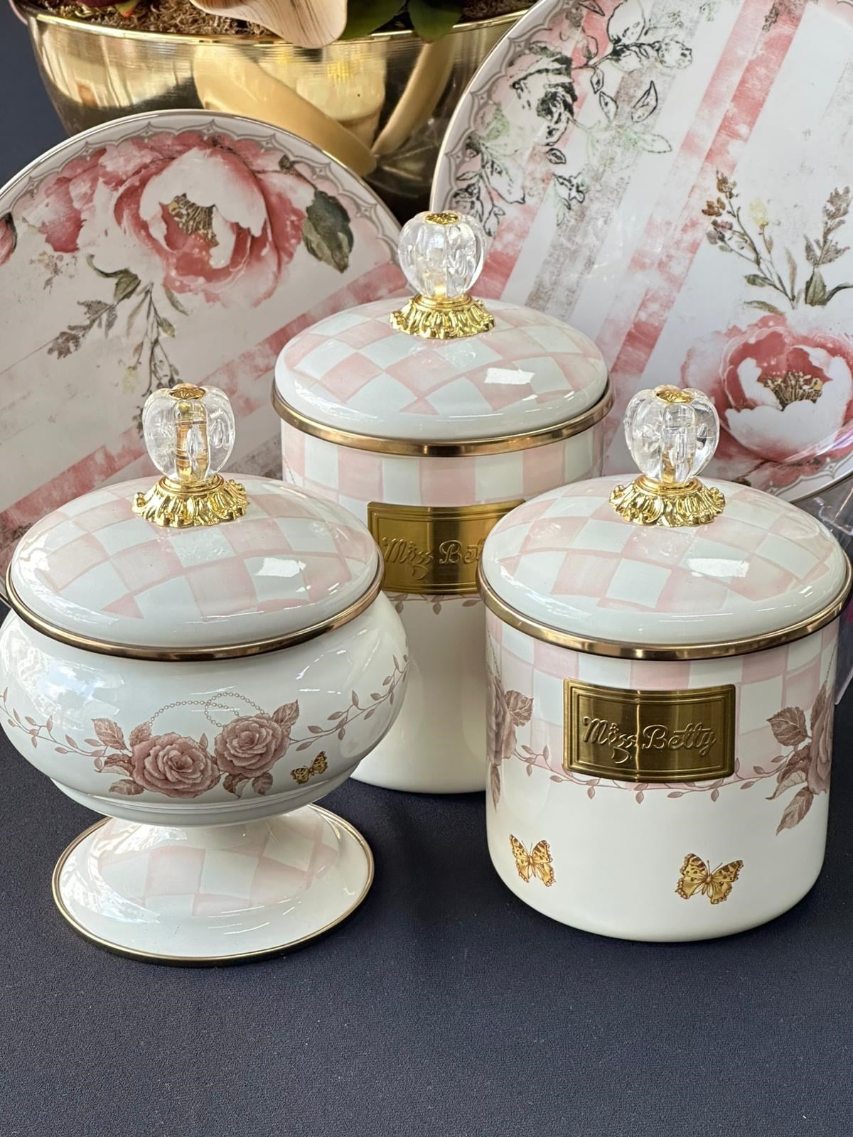Rosadora Emaye 3 Parça Kavanoz Set