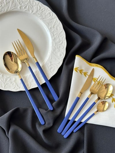 Allegra Blue&Gold 42 Parça 6 Kişilik Çatal Kaşık Bıçak Seti