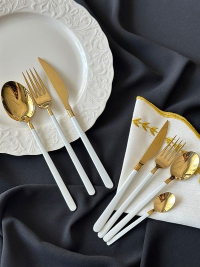 Allegra White&Gold 42 Parça 6 Kişilik Çatal Kaşık Bıçak Seti
