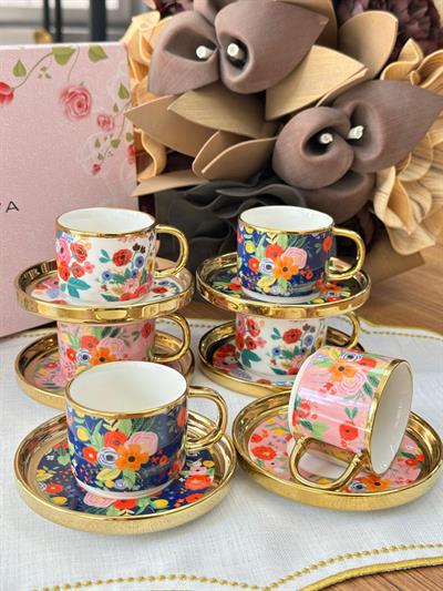Kosova Türk Kahve Fincanı Flowers 6 Kişilik 12 Parça