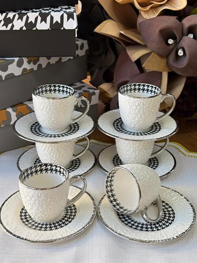 Türk Kahve Fincanı Amalfi 6 Kişilik 12 Parça / Silver