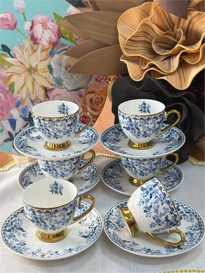 Türk Kahve Fincanı Blue Rosalia 6 Kişilik 12 Parça