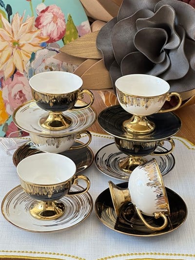 Türk Kahve Fincanı Golden Eclipse  6 Kişilik 12 Parça