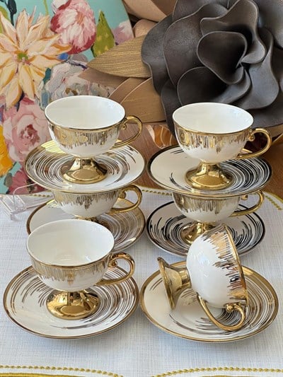Türk Kahve Fincanı Golden Wave  6 Kişilik 12 Parça