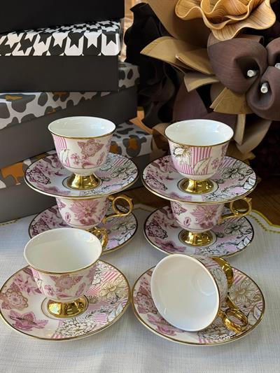 Türk Kahve Fincanı Joyse 6 Kişilik 12 Parça / Pembe