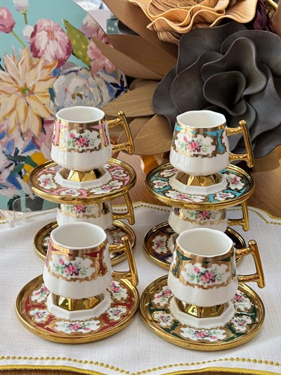 Türk Kahve Fincanı Queen Art 6 Kişilik 12 Parça