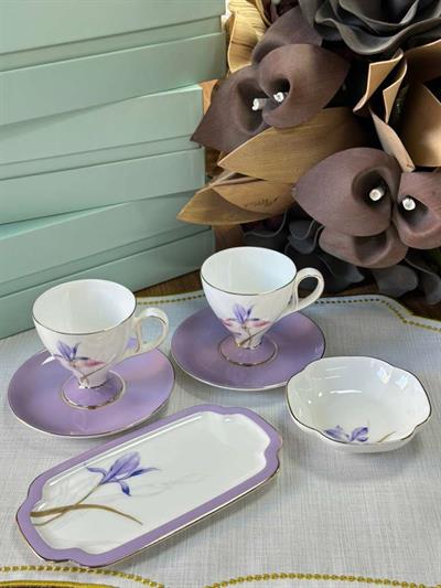 Türk Kahve Fincanı Veronica Flora 2 Kişilik 6 Parça / Lokumluk / Çerezlik