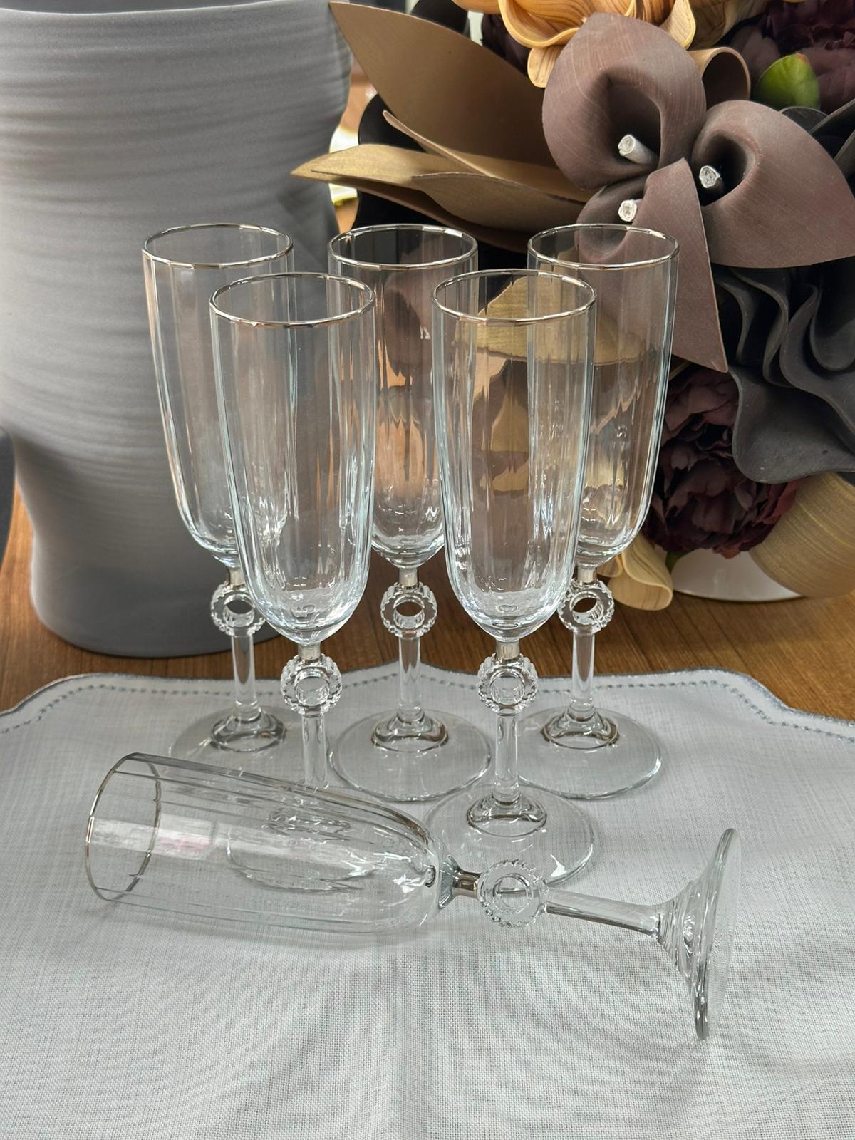 Amore Platin Flüt 6'lı Kahve Yanı Su Kadeh 150cc