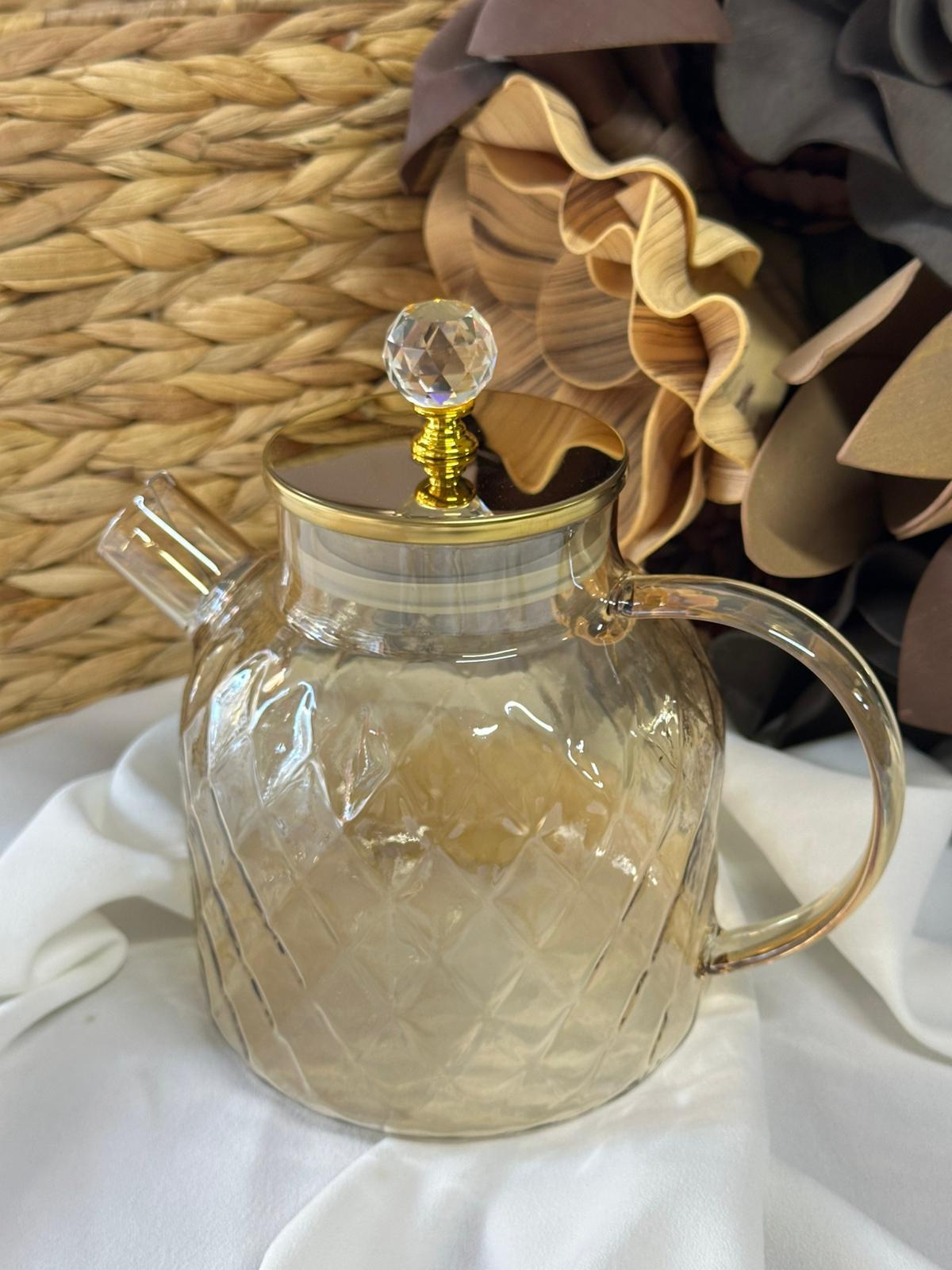 Borosilikat Cam Çay Potu-Amber
