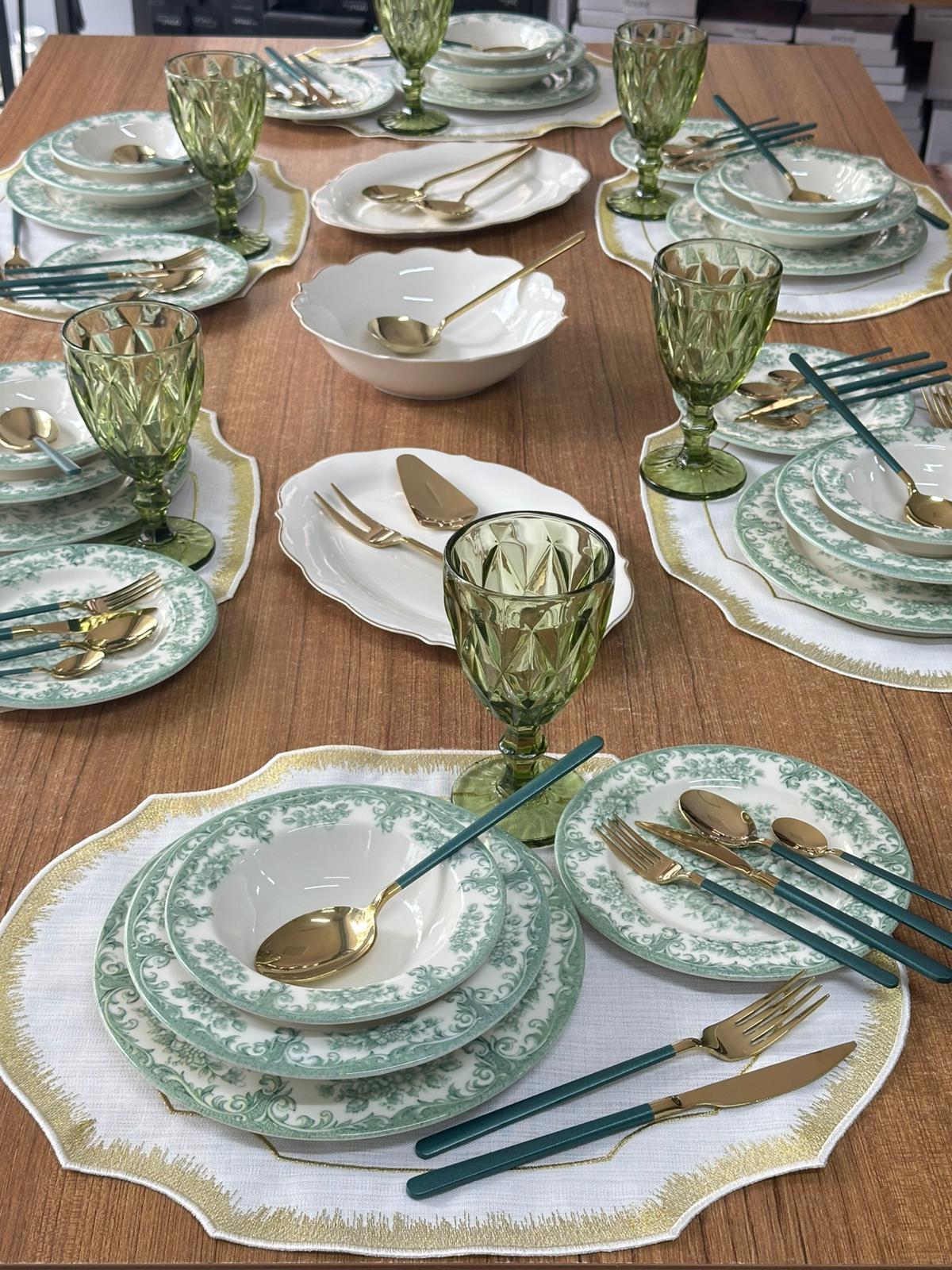 Kosova Yemek Takımı 86 Parça 6 Kişilik Green Rosabella