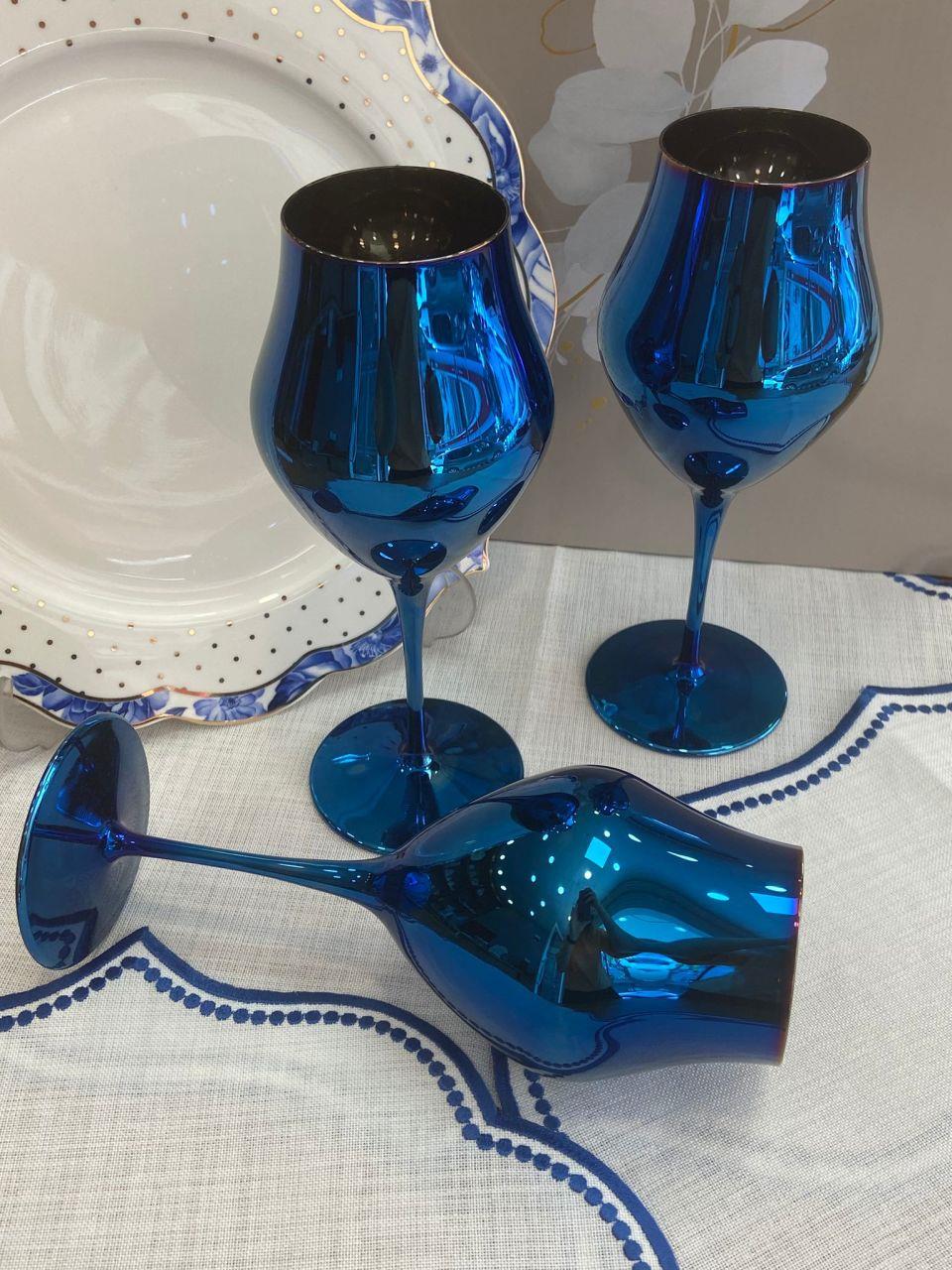 Kristal Cam Kadeh Mavi 6'lı