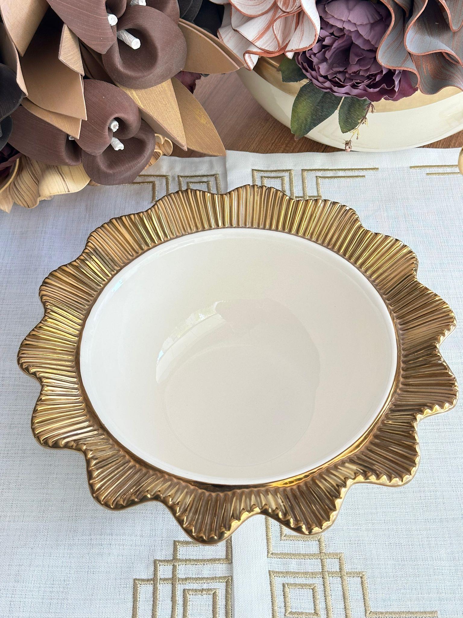 Lace Yuvarlak Gold 28 Cm Salata Kasesi