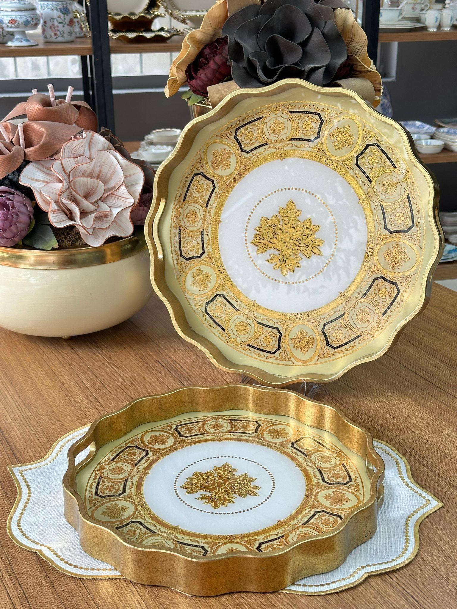 Luxury 2'li Yuvarlak Ahşap Tepsi