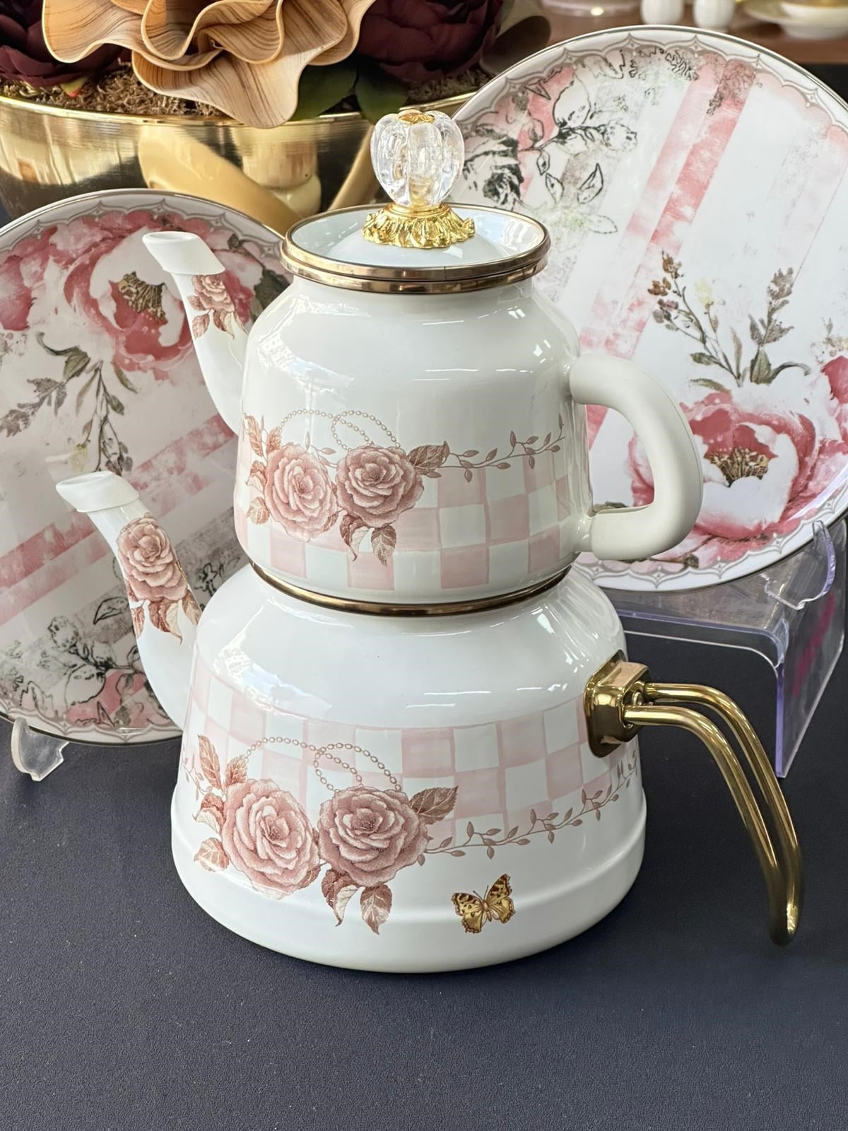 Rosadora Emaye Çaydanlık