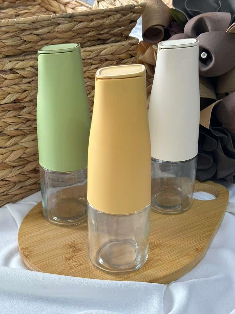 Sarı & Cam Yağdanlık 500ml Yerçekimi Otomatik Kapak Stilli Damlatmayan Ağızlı Yağlık Sosluk