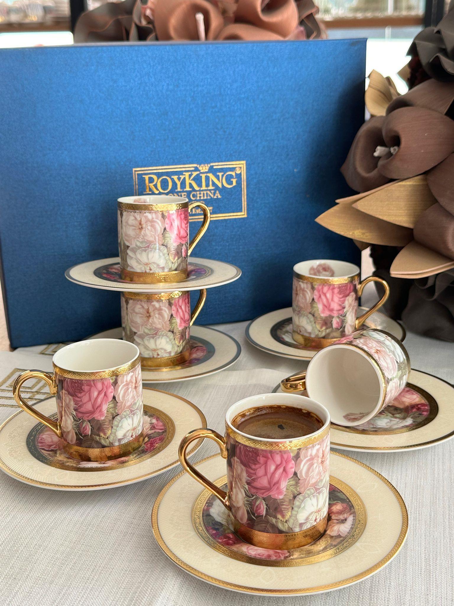 Türk Kahve Fincanı Red Rose 6 Kişilik 12 Parça